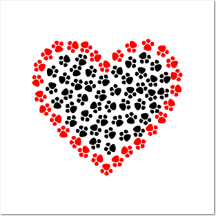 Heart Shape Cats Paws Posters and Art